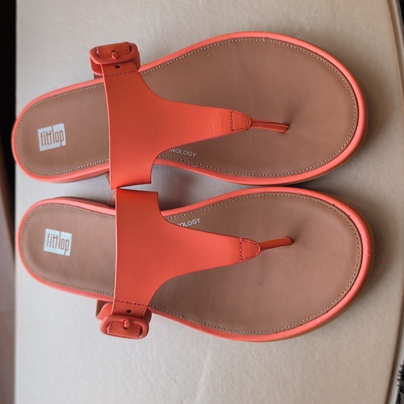 Fitflop Gracie Sunshine Coral Leather Women's Sandals Nwt Size 8 - Picture 4 of 7